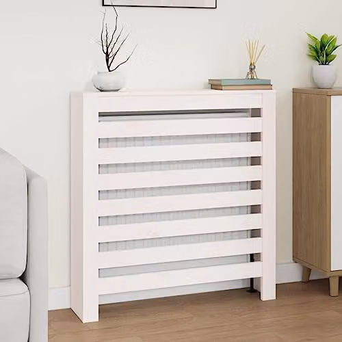 vidaXL Radiator Cover in White Solid Pine Wood with Modern Slat Design, W/D/H: 79.5 x 19.0 x 84.0 cm – 2