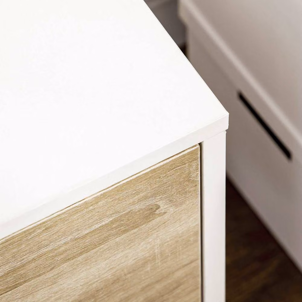 Wyld Haus Reneba TV Console in Natural and White with Drawers and Cupboards, W: 110 cm, D: 40 cm, H: 50 cm – 5