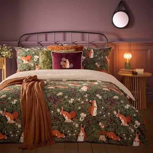 Riva Home Reversible Multicolour Animal and Floral Cotton Polyester Duvet Cover Set, W: 180 cm x H: 200 cm