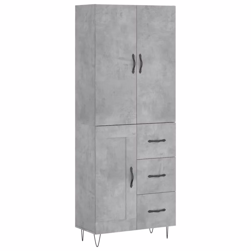 Berkfield Home Industrial Highboard in Concrete Grey, W/D/H: 69.5 x 34 x 180 cm – 2