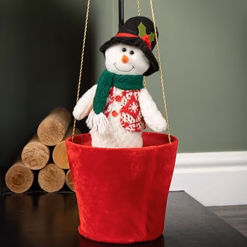 Samuel Alexander Multicolour Plush Snowman Christmas Hot Air Balloon with Extension Pole for Hanging or Table Decoration, Height: 100 cm – 4