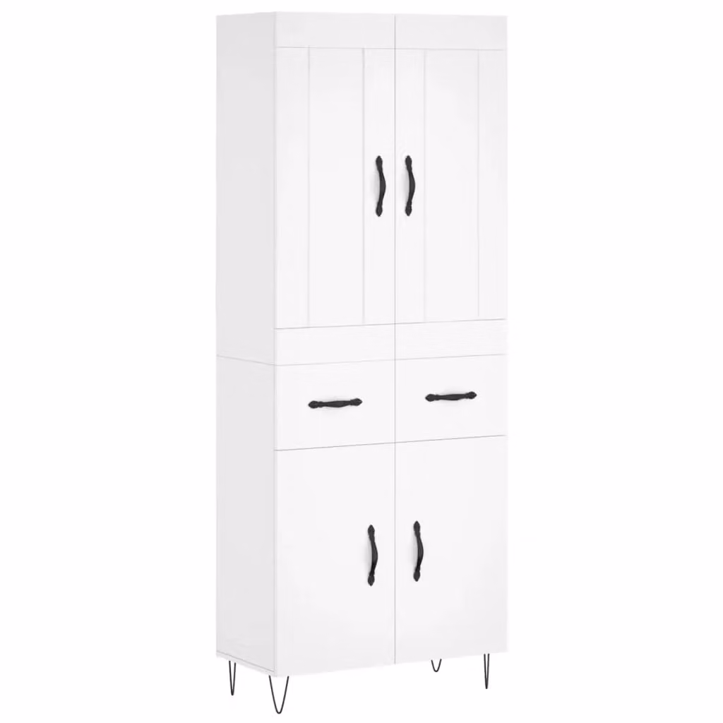 Berkfield Home Modern White Matt Highboard W/D/H: 69.5 x 34 x 180 cm – 2