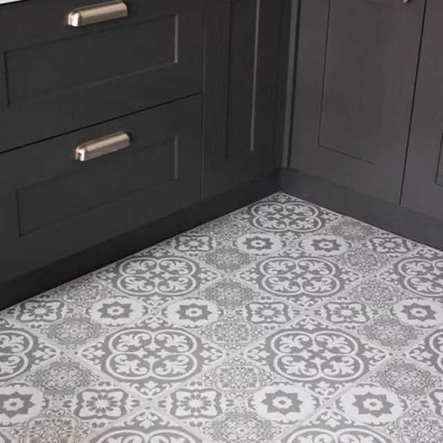 FloorPops Valencia Grey Self Adhesive Mediterranean Tile Look Vinyl Floor Tiles, Pack of 6 (1.12sqm), W: 30.5 cm x D: 60.96 cm