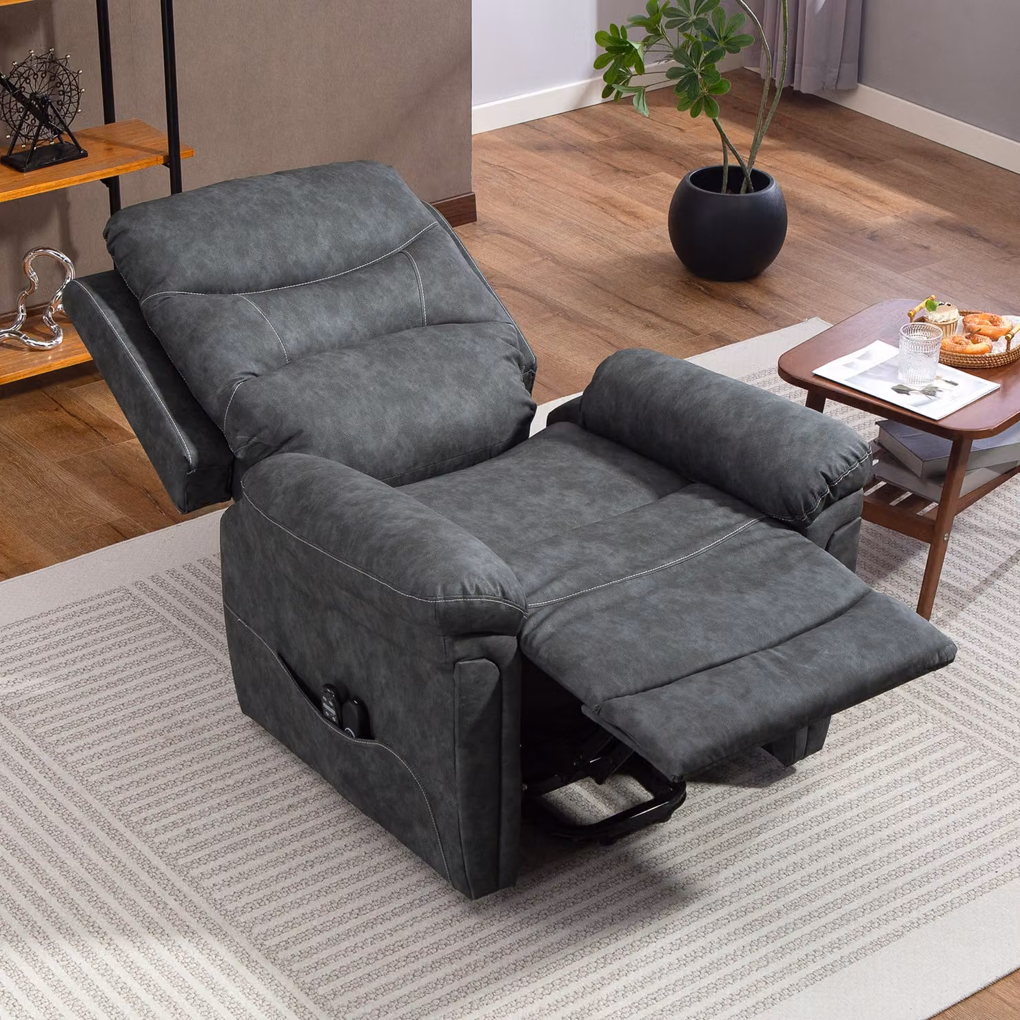 HOMCOM Grey Power Lift Recliner Chair with Vibration Massage, Heat and USB Charging Port – 7
