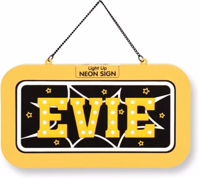 History & Heraldry Evie Pre-personalised Light-Up Neon Bedroom Sign in Yellow