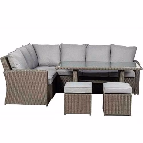 Royalcraft Paris 7pc Deluxe Modular Corner Dining Set in Grey