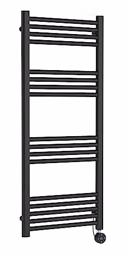 nuie MTY160 Electric Round Straight 17 Bar Towel Radiator, Anthracite, W/H: 500 x 1200 mm – 1