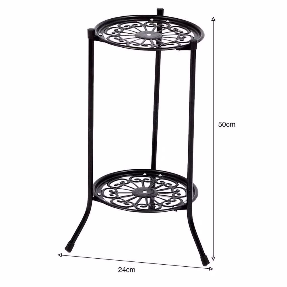 Kelvenix Set of 2 Matt Black Metal Indoor Plant Stands – 2