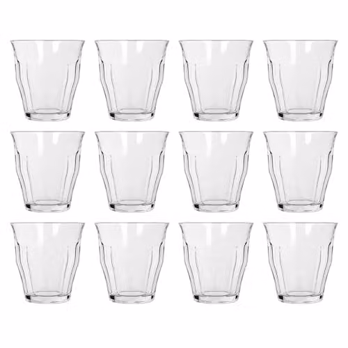 Argon Tableware Set of 12 Transparent Glass Tumbler Glasses, 210 ml