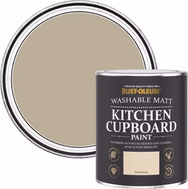 Rust-Oleum Chalky Kitchen Cupboard Paint in Matt Finish, Beige/Yellow, 0.75 l – 1