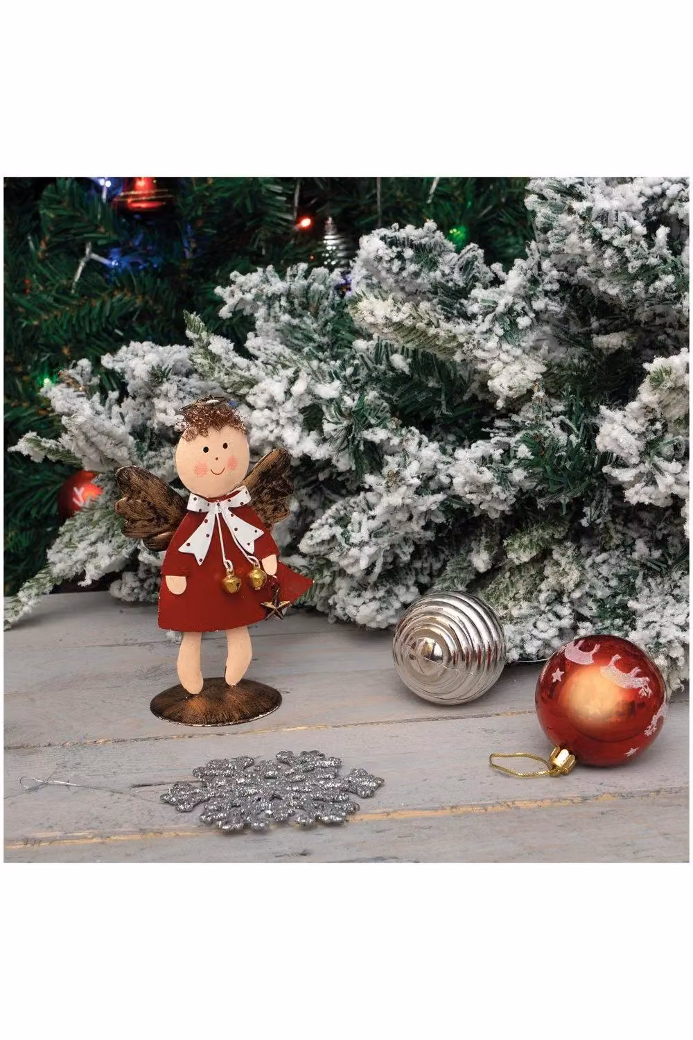 Netagon Red Metal and Glass Angel Tabletop Christmas Ornament – 7