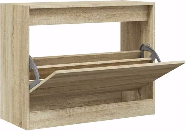 Berkfield Home Sonoma Oak Shoe Cabinet in Light Brown, W/D/H: 80 x 34 x 63 cm – 1