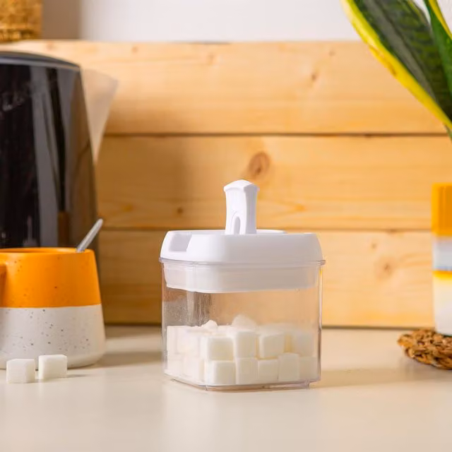 Argon Tableware Set of 6 Clip-Lock Plastic Food Storage Containers, White and Transparent, 0.5 l each