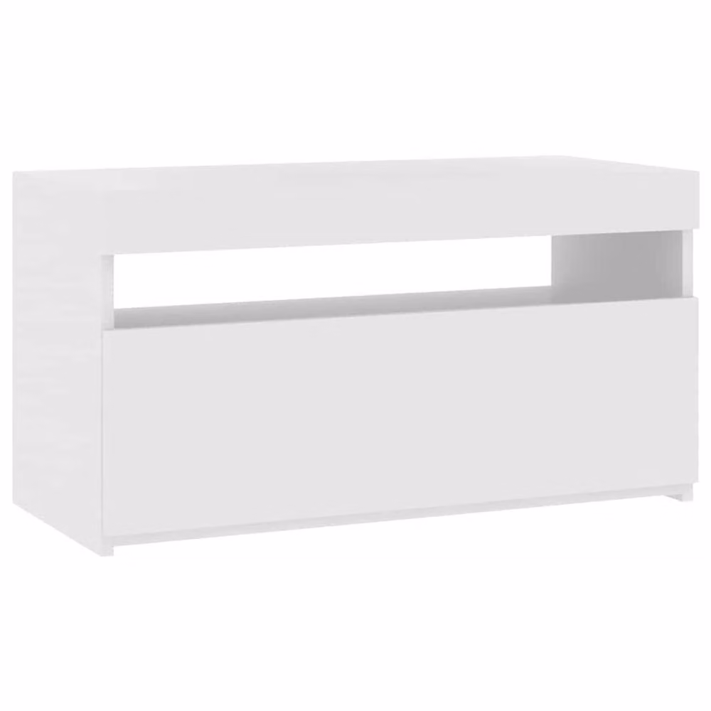 Berkfield Home High Gloss White TV Cabinet with LED Lights W: 75 cm, D: 35 cm, H: 40 cm – 2