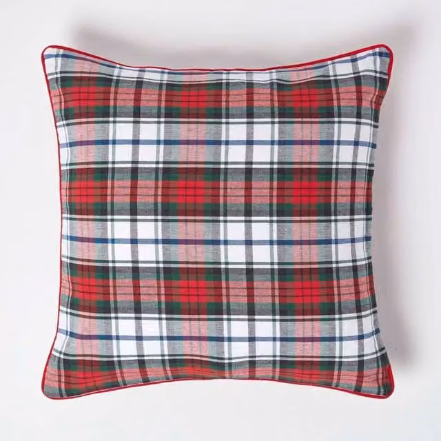 Homescapes Red Cotton Square Cushion Cover, W/D/H: 60 x 60 x 60 cm
