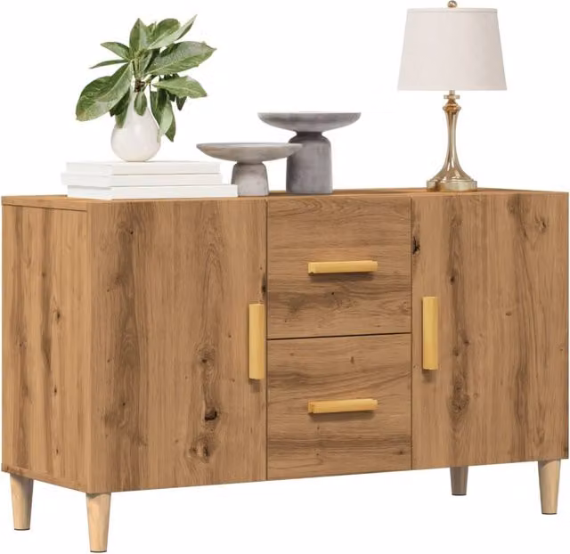 Berkfield Home Artisan Oak Sideboard in Brown, W/D/H: 100 x 36 x 60 cm