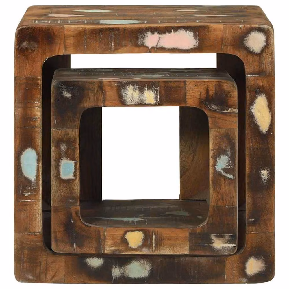 Berkfield Home Rustic Reclaimed Solid Wood TV Unit in Brown, W/D/H: 36 x 36 x 30 cm – 3
