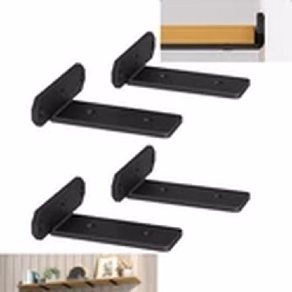 EONLION Set of 4 Heavy Duty Black Matt Cast Iron Wall Mounted Shelf Brackets, 8 Inch – 3