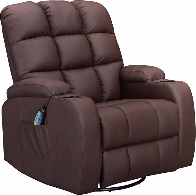 WestWood Brown PU Leather Massage Cinema Recliner Sofa Chair