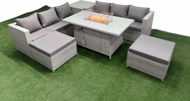 Fimous 8 Seat PE Rattan Lounge Sofa Set for Your Garden in Light Grey – 1
