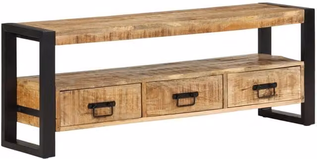 Berkfield Home Vintage Mango Wood TV Cabinet in Brown, W/D/H: 120 x 30 x 45 cm