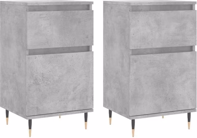 Berkfield Home Set of 2 Modern Sideboards in Concrete Grey, W/D/H: 40 x 35 x 70 cm – 1