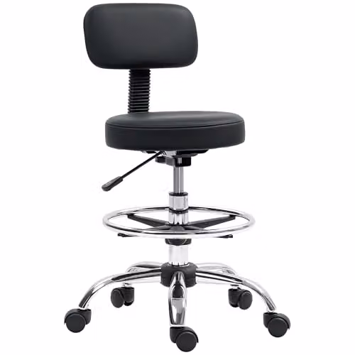 HOMCOM Modern Faux Leather Adjustable Stool in Black – 1