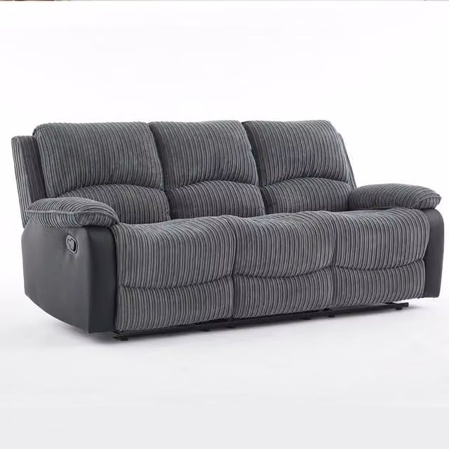 Furniture One Grey Corduroy 3-Seater Manual Reclining Sectional Sofa, Width: 186 cm