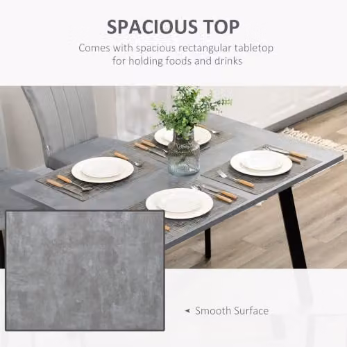 HOMCOM Modern Dining Set with Rectangular Table and 2 Velvet Upholstered Chairs in Grey and Black – 4
