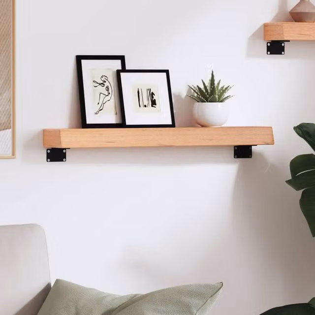 Berkfield Home Wall Mounted Oak Shelf, Light Brown, W: 60 cm, D: 10 cm, H: 6 cm