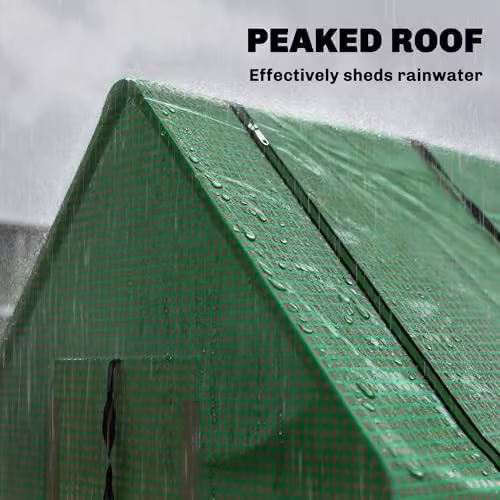 Outsunny Green Small Portable Polytunnel Greenhouse with Steel Frame and Plastic Cover, H 240 x W 90 x D 90 cm – 7