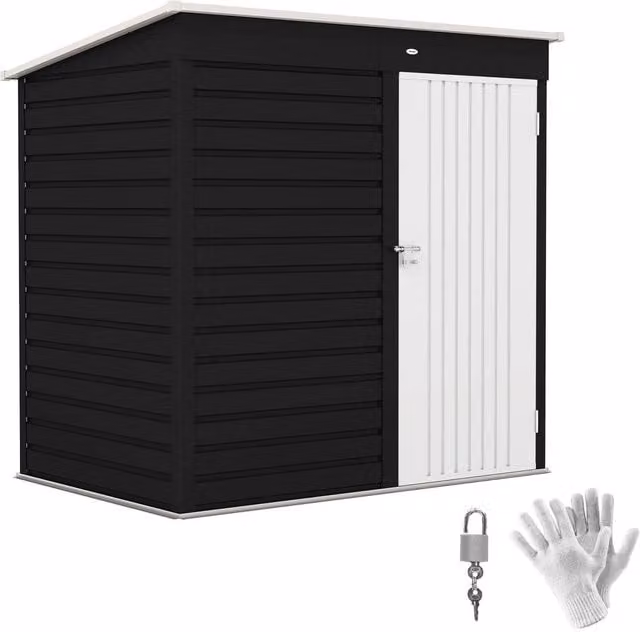 Rolipo Metal Garden Shed with Lockable Door, Dark Grey, W/D/H: 182.88 x 123.0 x 184.0 cm