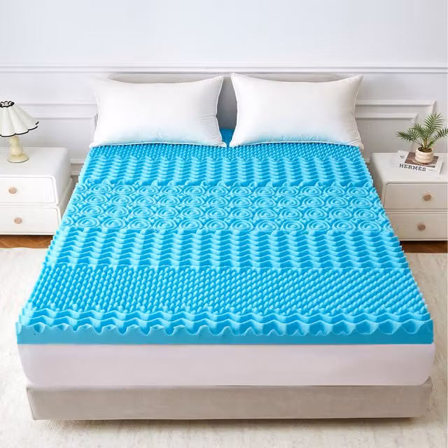 Ezysleep 5cm Cooling 7 Zone Memory Foam Mattress Topper, Blue, Width: 180 cm
