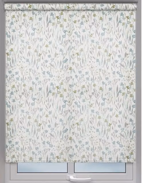 Terrys Petrol Floral Semi-Transparent Textile Roller Blind