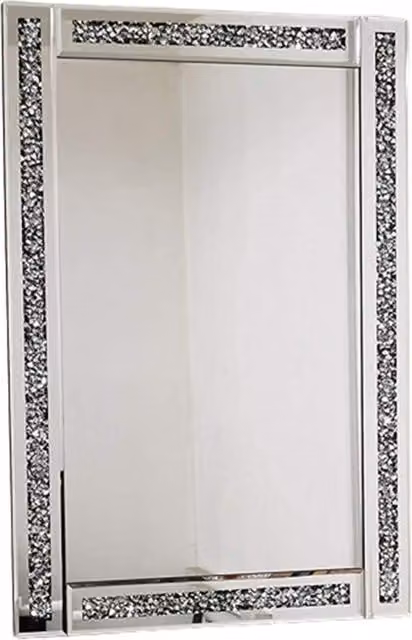 DEENZ Crushed Diamante Rectangular Wall Mirror, Silver, W: 90 cm, H: 60 cm
