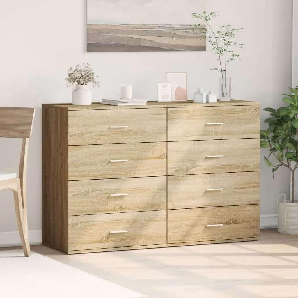 Berkfield Home Set of 2 Sonoma Oak Sideboards in Brown, W/D/H: 60 x 39 x 80 cm – 1
