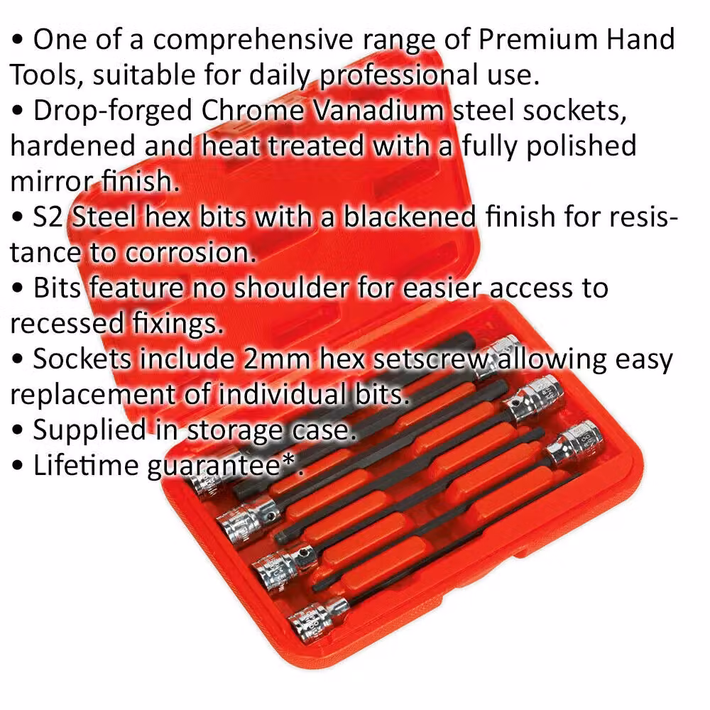 Loops 7pc Hex Socket Bit Set, 3/8 inch Square Drive, S2 Steel, Silver – 2