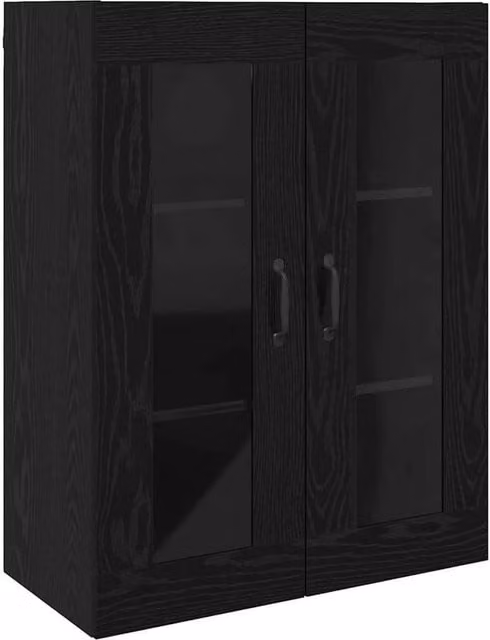 Berkfield Home Modern Black Wall Mounted Hanging Cabinet with Hinged Doors and Internal Shelves, W/D/H: 69.5 x 34 x 90 cm – 1