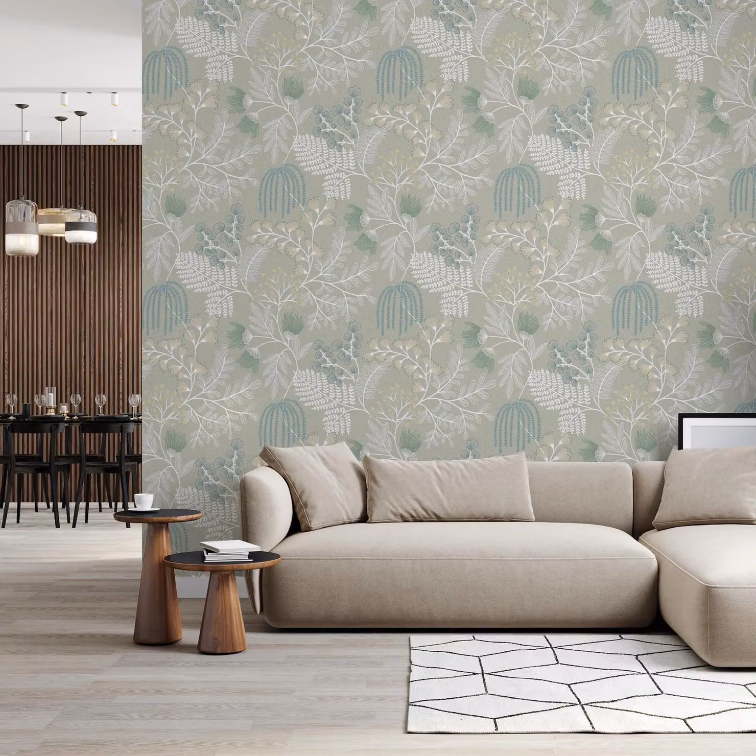 Superfresco Easy Richmond Sage Botanical Floral Wallpaper in Green, White and Blue, Width: 52 cm – 2