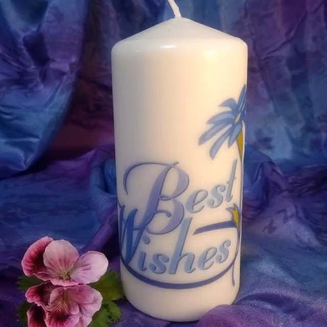 Viki White Floral Pillar Candle Wishes Set of 2