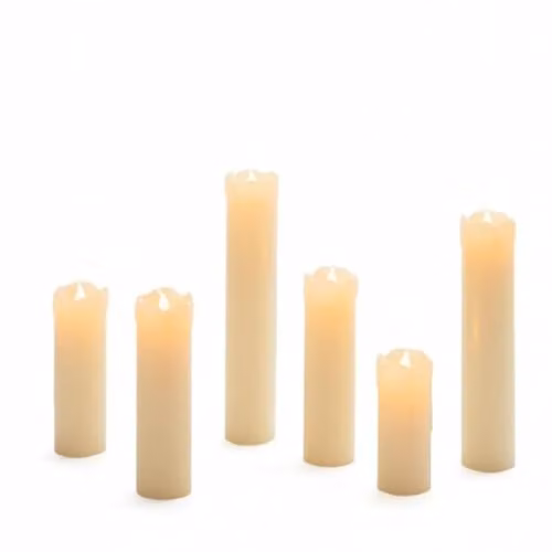 Marco Paul Interiors 6-Pack Battery Operated LED Flameless Flickering Pillar Candles in Warm White Real Wax with Timer – 1