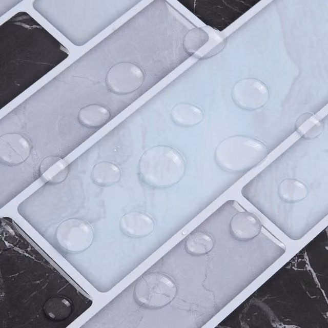 Livingandhome 10-Piece Marble Effect Tile Stickers in Multi-Colour and Grey