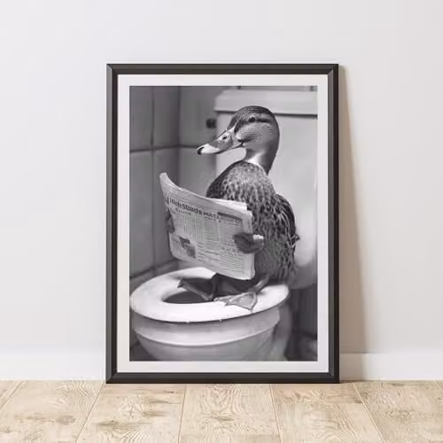 60 Second Makeover Duck On The Toilet Animal Print Paper Poster, A4