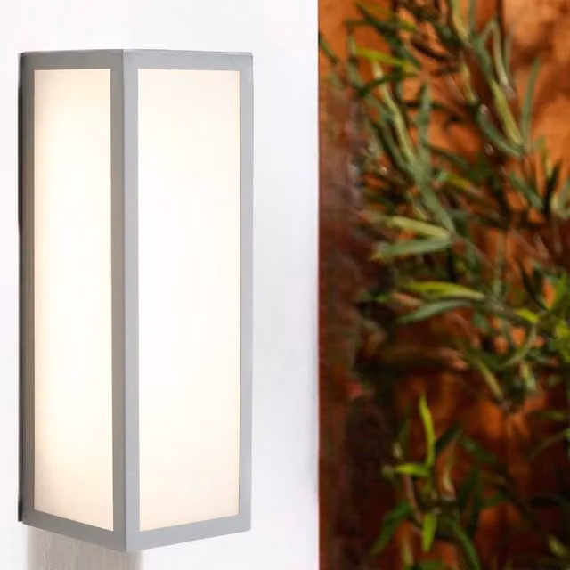 CGC HARRI Silver Outdoor Wall Lantern with Opal Glass, LED 4000k, 600lm, IP44 Rating