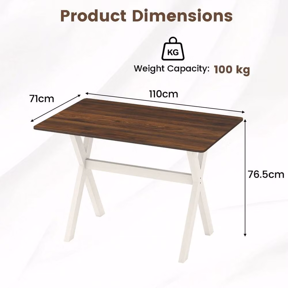 EONLION Modern Rectangular Rubberwood Dining Table in Brown, W/D/H: 100 x 71 x 76.5 cm – 2