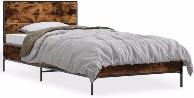Berkfield Home Smoked Oak Bed Frame in Brown, W/D/H: 90 x 200 cm – 1