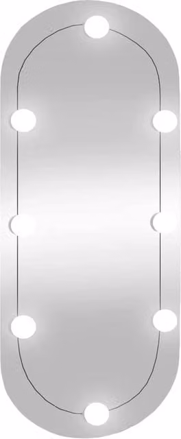 Berkfield Home Oval Glass Wall Mirror with LED Lights, Silver, W: 35 cm, H: 80 cm