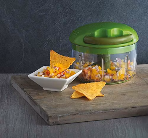 Kuhn Rikon Pull Chop Vegetable Chopper with Stainless Steel Blades and Non-Slip Base, Green, 650ml – 4