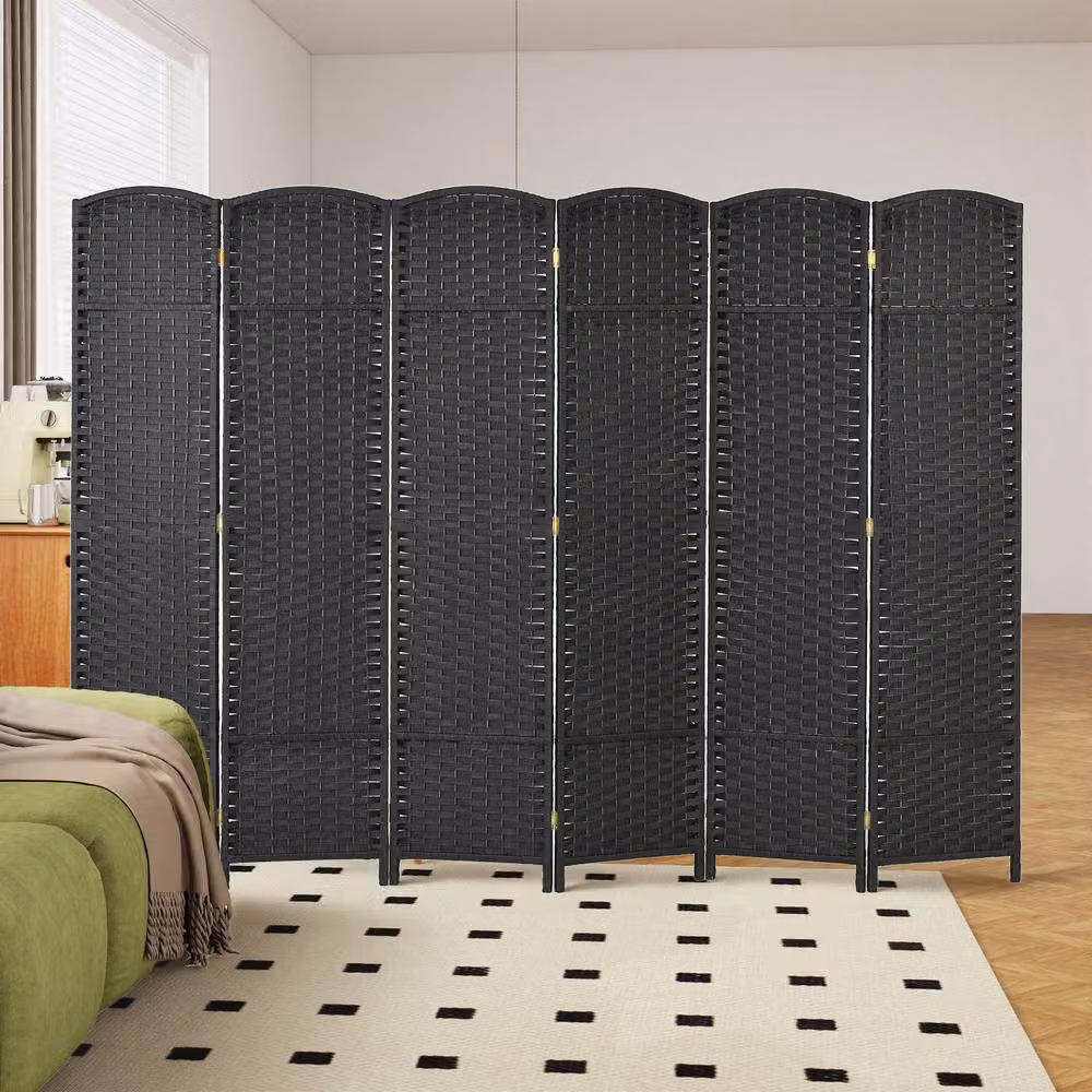 STILVORA Black Folding Privacy Screen Room Divider, H 170 cm x W 240 cm x D 12.5 cm – 2