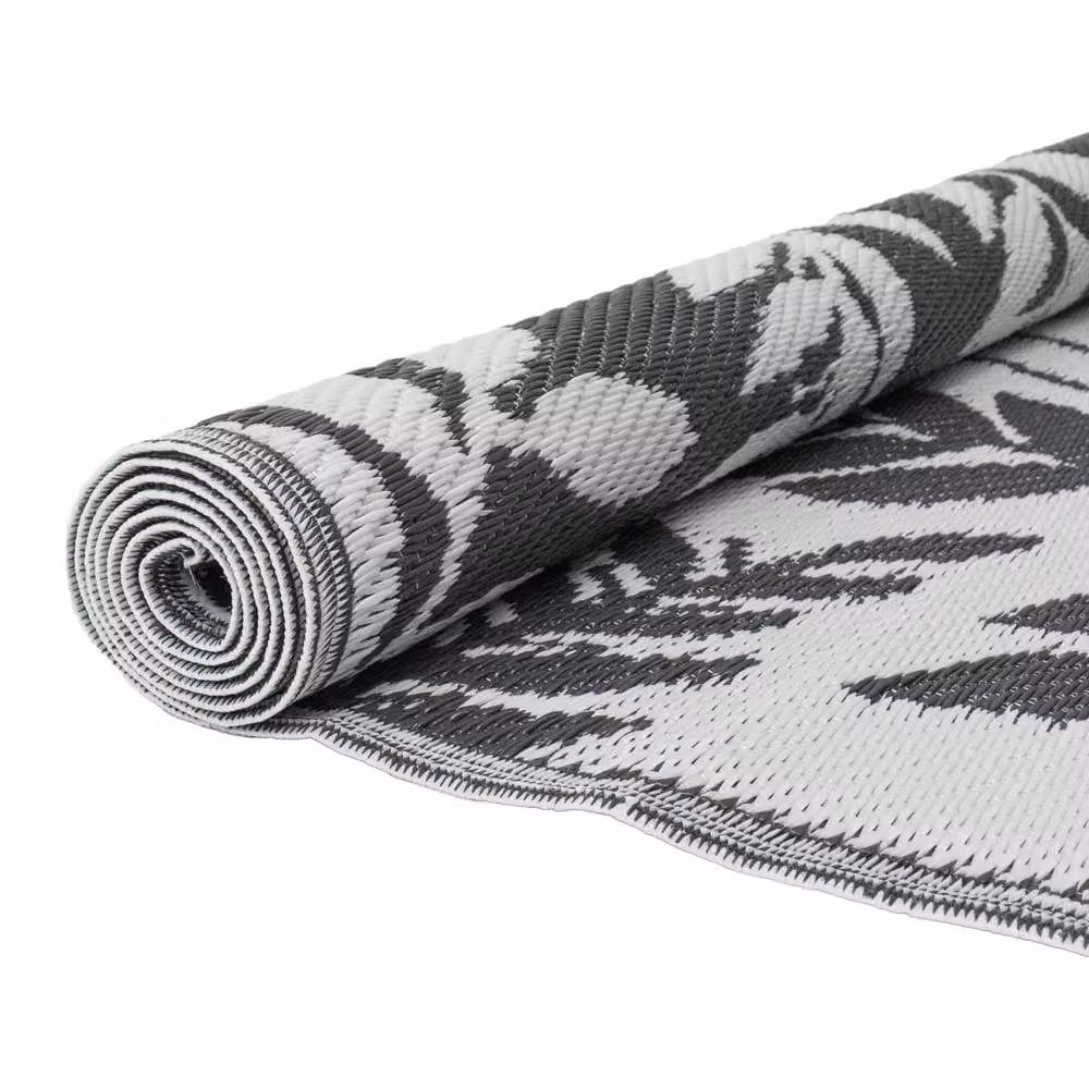 JVL Reversible Small Leaf Floral Outdoor Rug in Grey, W/D/H: 120 x 170 x 0.3 cm – 6